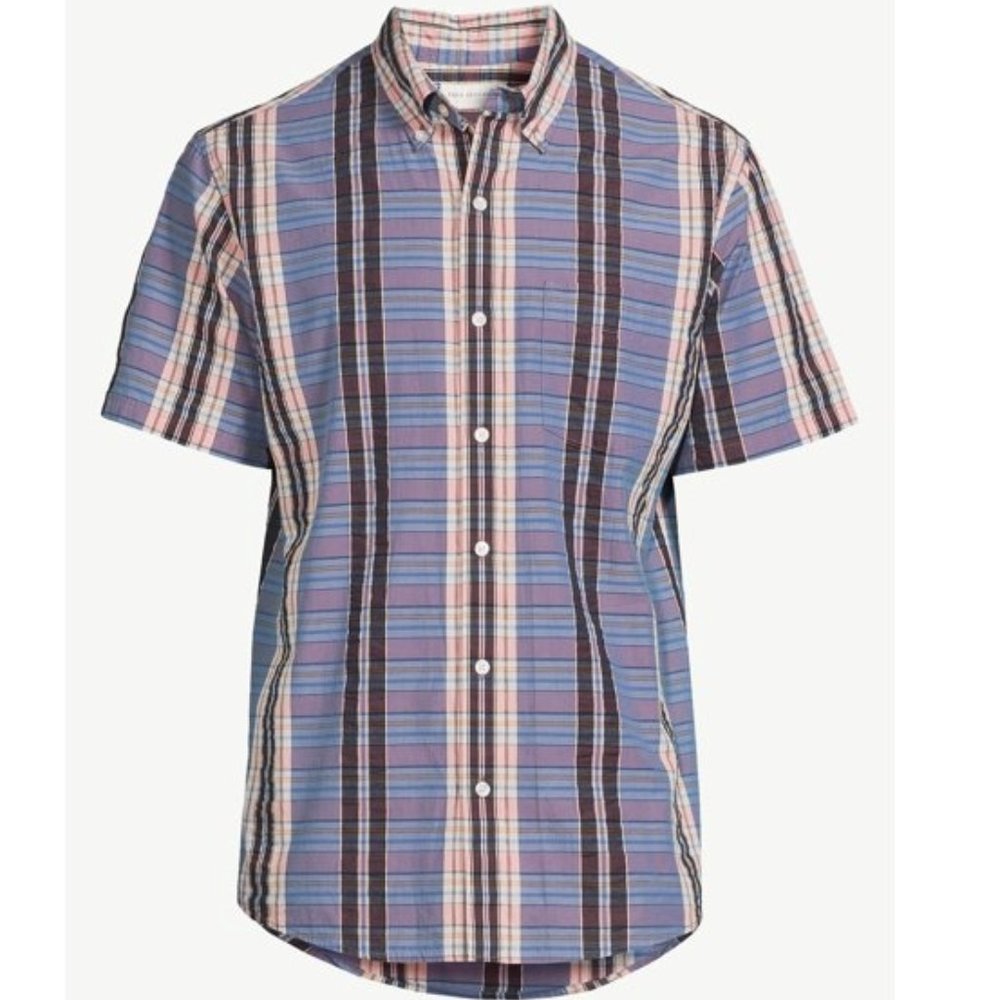 Free Assembly Men's Everyday Button-Down Shirt with Short Sleeves Size S